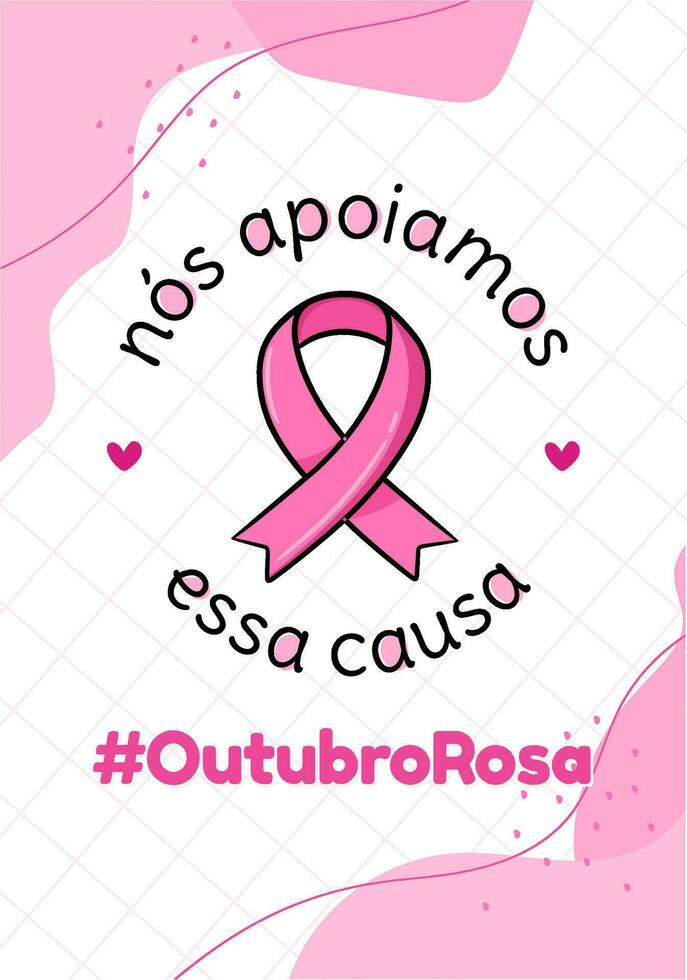 bannière dans Portugais pour composition octobre rose Sein cancer la prévention Brésil vecteur