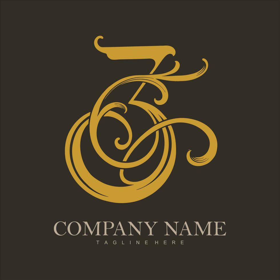 charme ancien or nombre 3 monogramme logo vecteur des illustrations pour votre travail logo, marchandise T-shirt, autocollants et étiquette conceptions, affiche, salutation cartes La publicité affaires entreprise