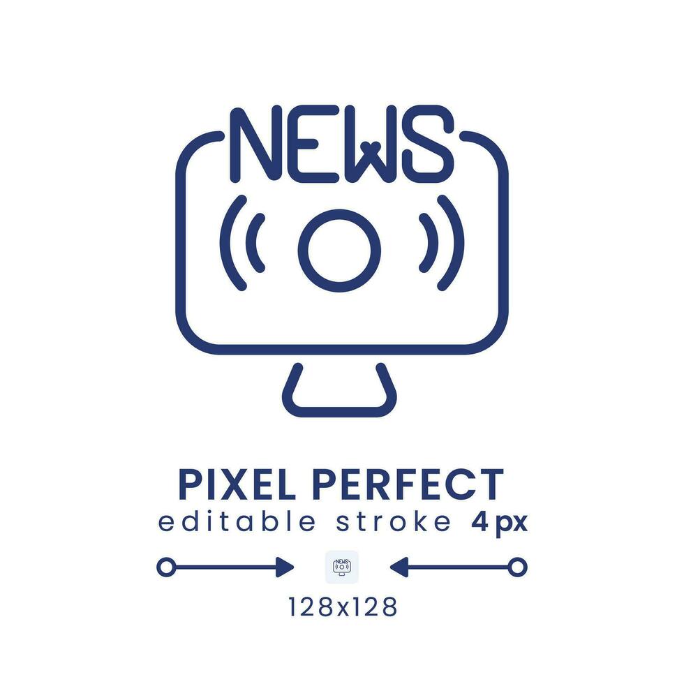 nouvelles diffusion linéaire bureau icône. en ligne médias. temps réel diffusion. pixel parfait 128x128, contour 4px. interface graphique, ux conception. isolé utilisateur interface élément pour site Internet. modifiable accident vasculaire cérébral vecteur