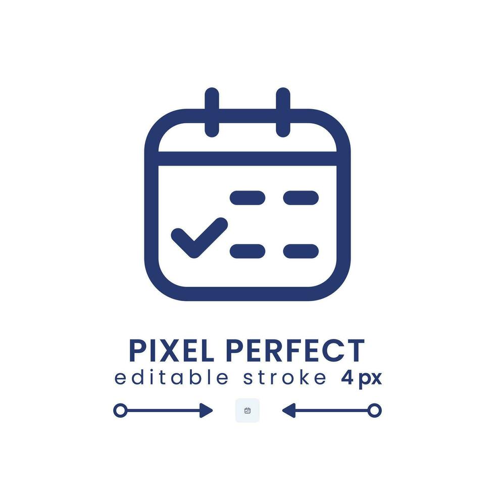 calendrier linéaire bureau icône. travail calendrier. temps planificateur. productivité outil. choisi date. pixel parfait, contour 4px. interface graphique, ux conception. isolé utilisateur interface élément pour site Internet. modifiable accident vasculaire cérébral vecteur