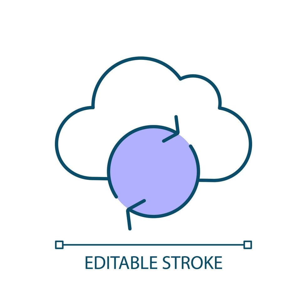 nuage espace de rangement recharger rgb Couleur icône. télécharger données. un service fournisseur. ordinateur système récupération. base de données sauvegarde. isolé vecteur illustration. Facile rempli ligne dessin. modifiable accident vasculaire cérébral