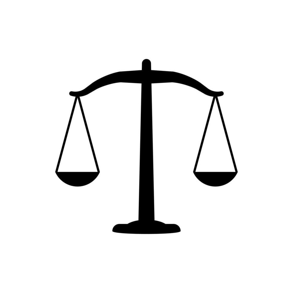 Balance de justice.appartement conception icône illustration de pesée ou lumière mesure Balance objet.vecteur noir silhouette équilibre de Justice vecteur