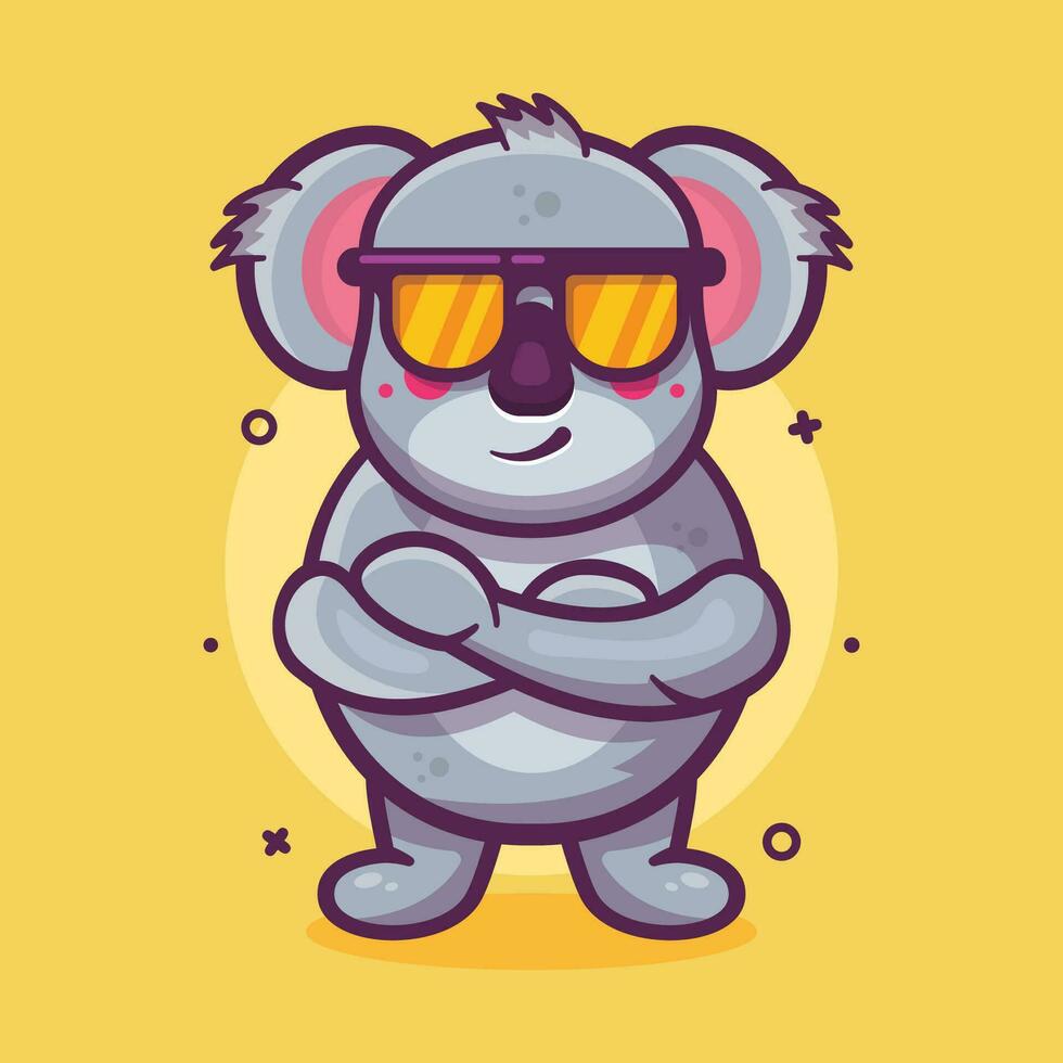 mignonne koala animal personnage mascotte avec cool expression isolé dessin animé dans plat style conception vecteur