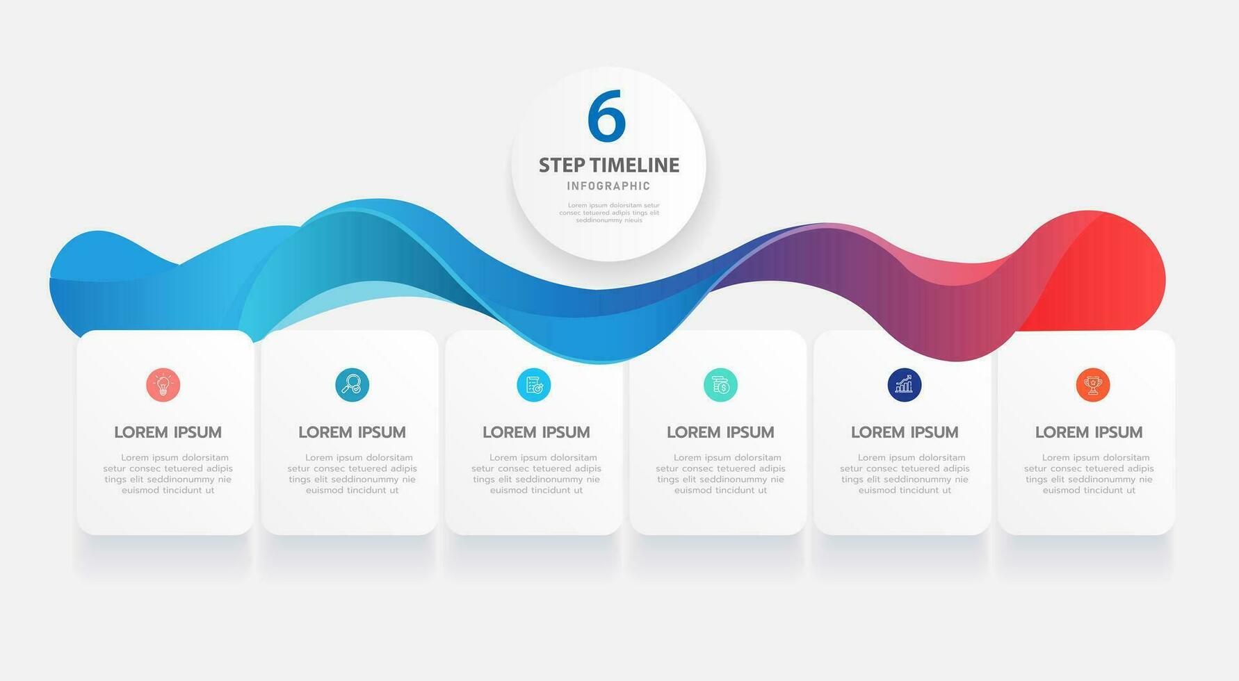 infographie modèle pour entreprise. 6 pas moderne chronologie diagramme avec feuille de route et rectangle sujet graphiques, présentation vecteur infographie.