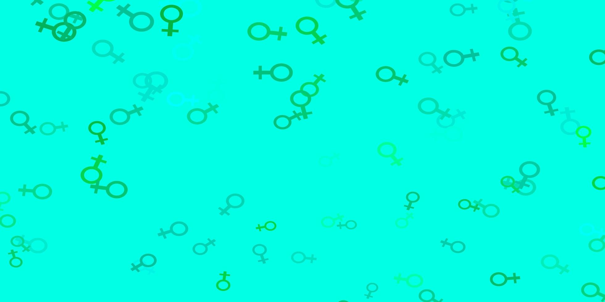 texture vecteur vert clair avec symboles des droits des femmes.