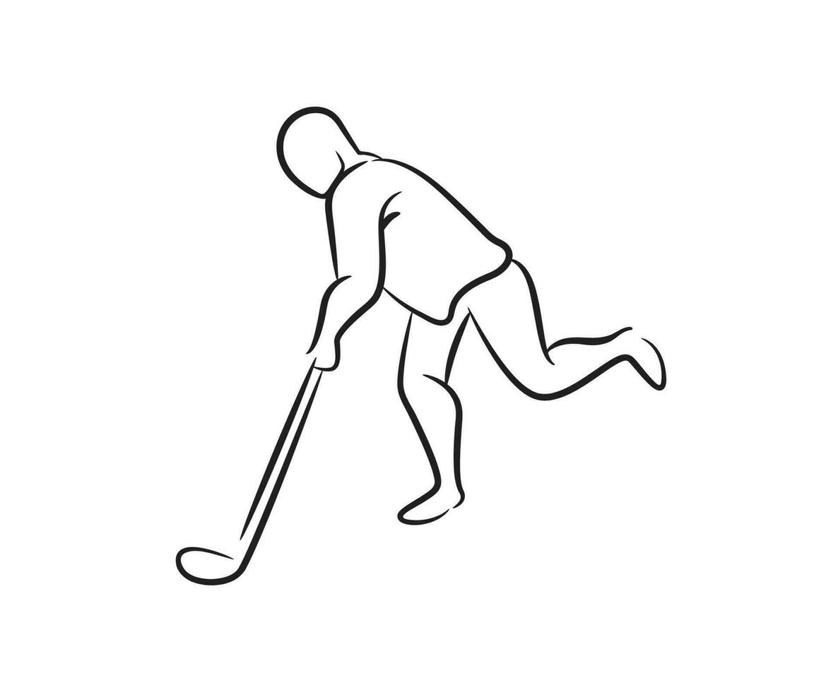 le hockey joueur main tiré ligne illustration vecteur