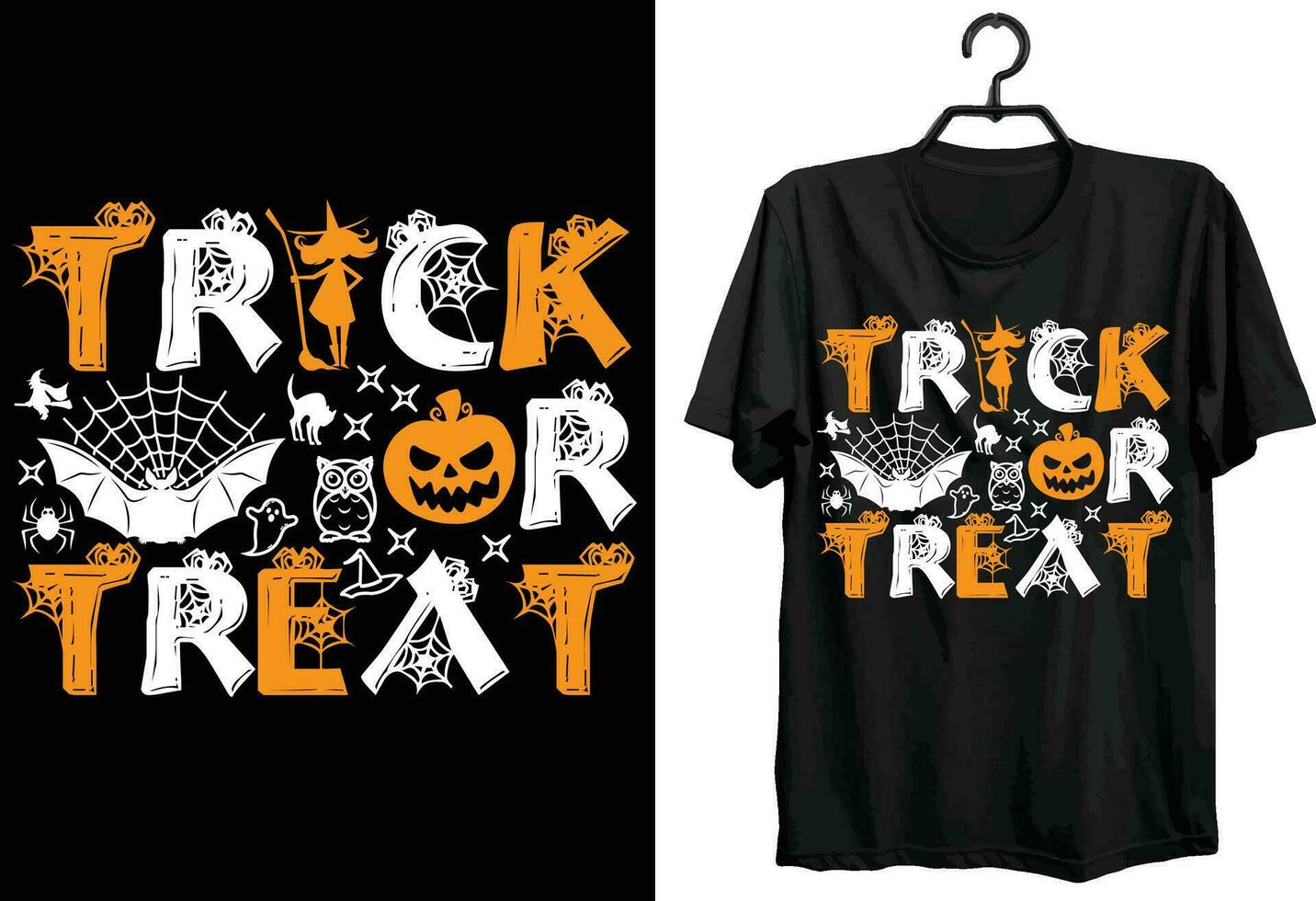 tour ou traiter. Halloween T-shirt conception. marrant cadeau article Halloween T-shirt conception pour Halloween les amoureux. vecteur