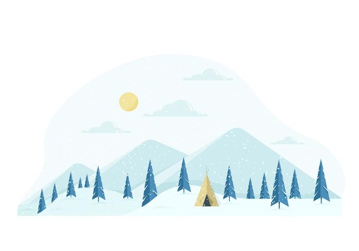 Illustration de paysage d'hiver de vecteur