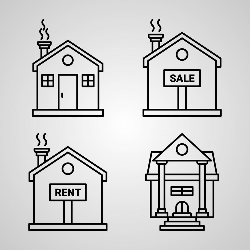 ensemble d'icônes de ligne vectorielle de l'immobilier vecteur