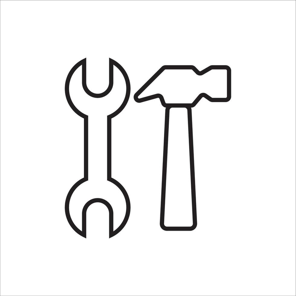 clé et marteau icône vecteur illustration symbole