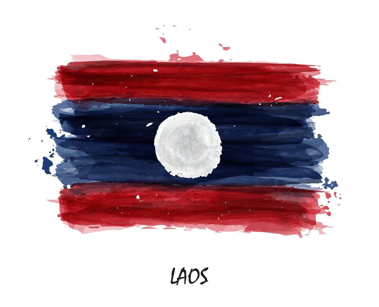 drapeau de peinture à l'aquarelle réaliste du laos. vecteur. vecteur