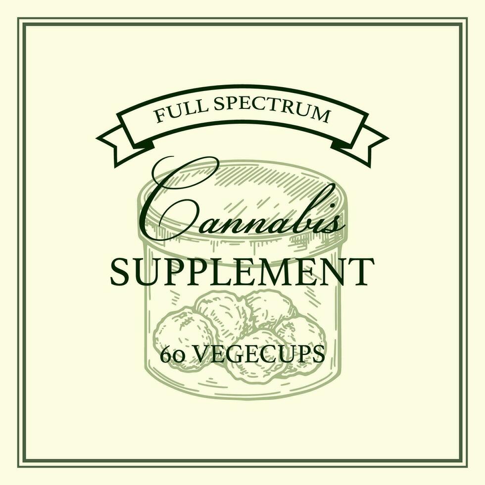 cannabis produit emballage conception. marijuana logo modèle avec main tiré éléments. vecteur illustration dans esquisser style.