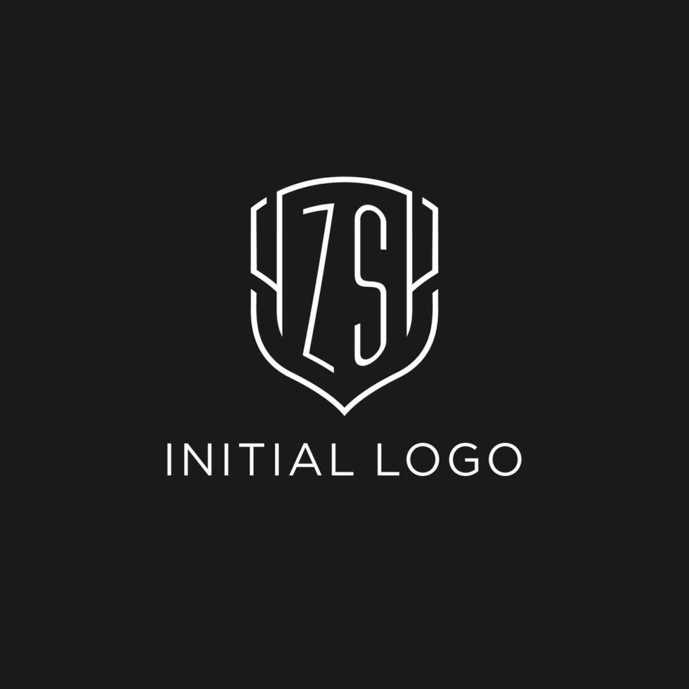 initiale zs logo monoline bouclier icône forme avec luxe style vecteur