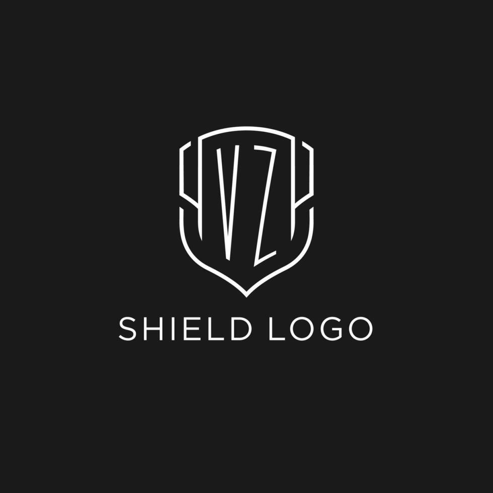 initiale vz logo monoline bouclier icône forme avec luxe style vecteur