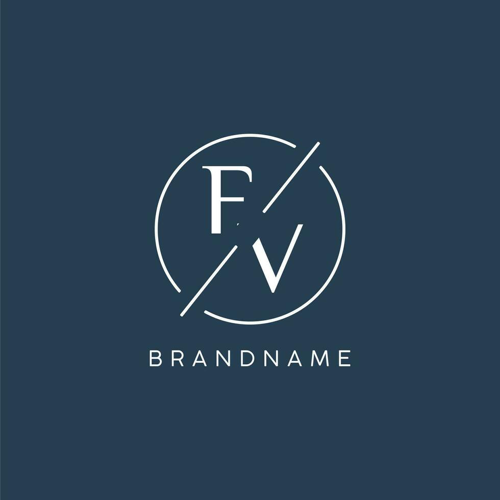 initiale lettre fv logo monogramme avec cercle ligne style vecteur