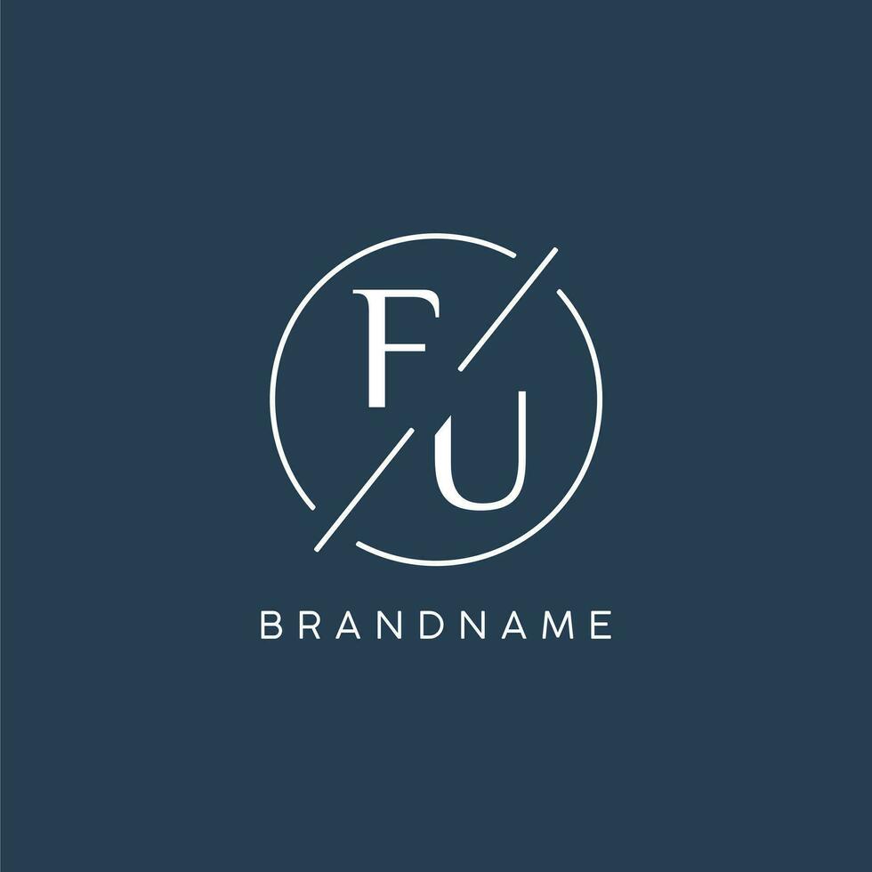 initiale lettre fu logo monogramme avec cercle ligne style vecteur