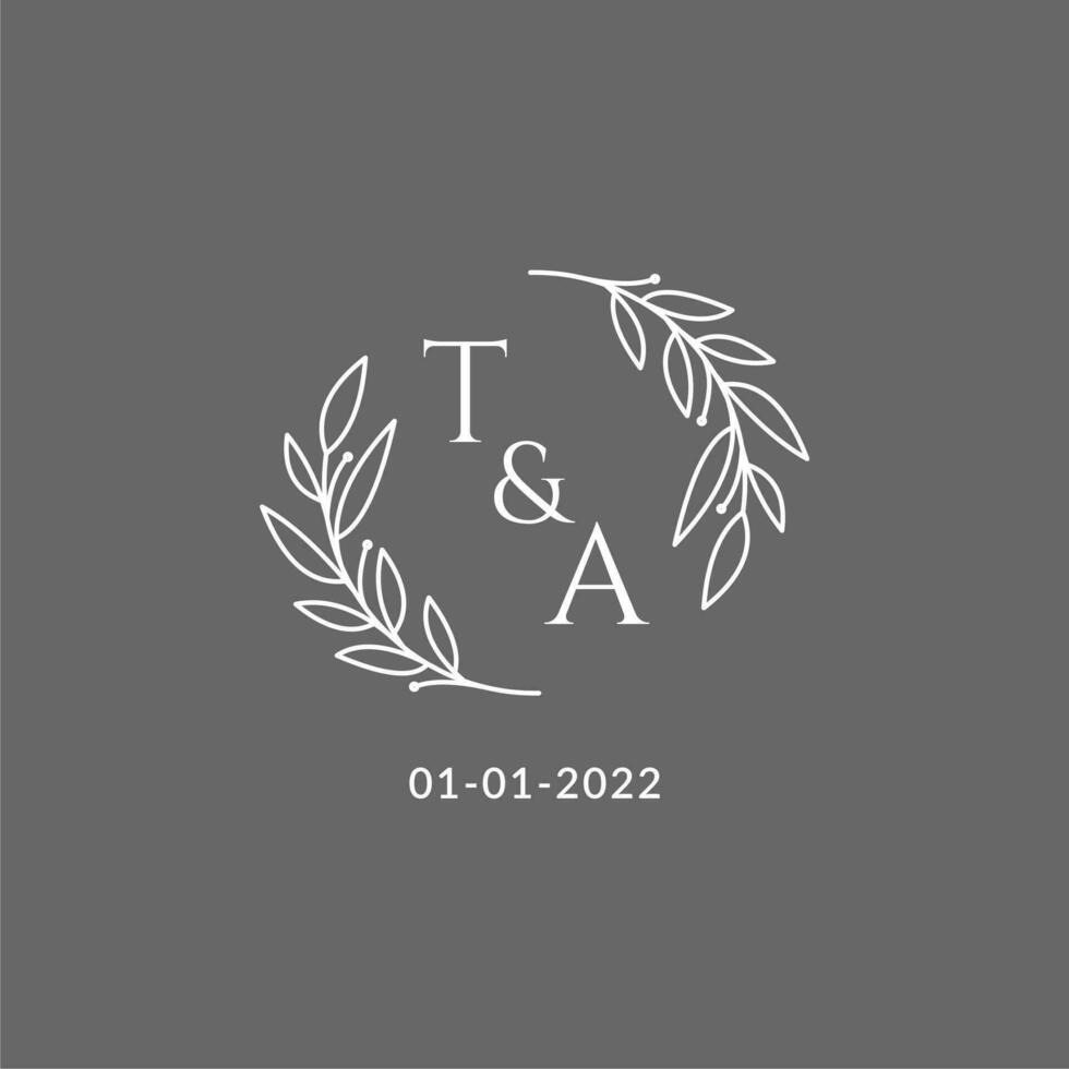 initiale lettre ta monogramme mariage logo avec Créatif feuilles décoration vecteur