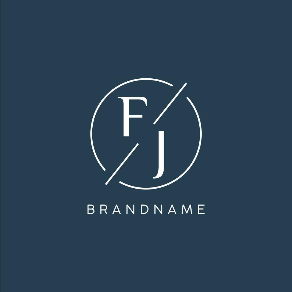 initiale lettre fj logo monogramme avec cercle ligne style vecteur