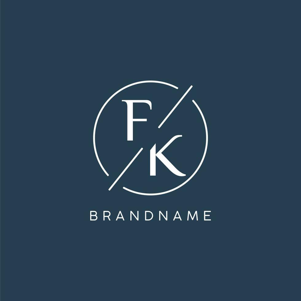 initiale lettre fk logo monogramme avec cercle ligne style vecteur