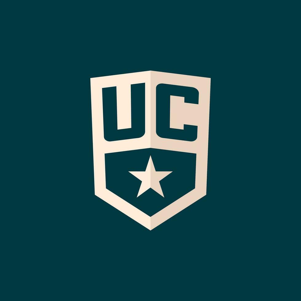 initiale uc logo étoile bouclier symbole avec Facile conception vecteur