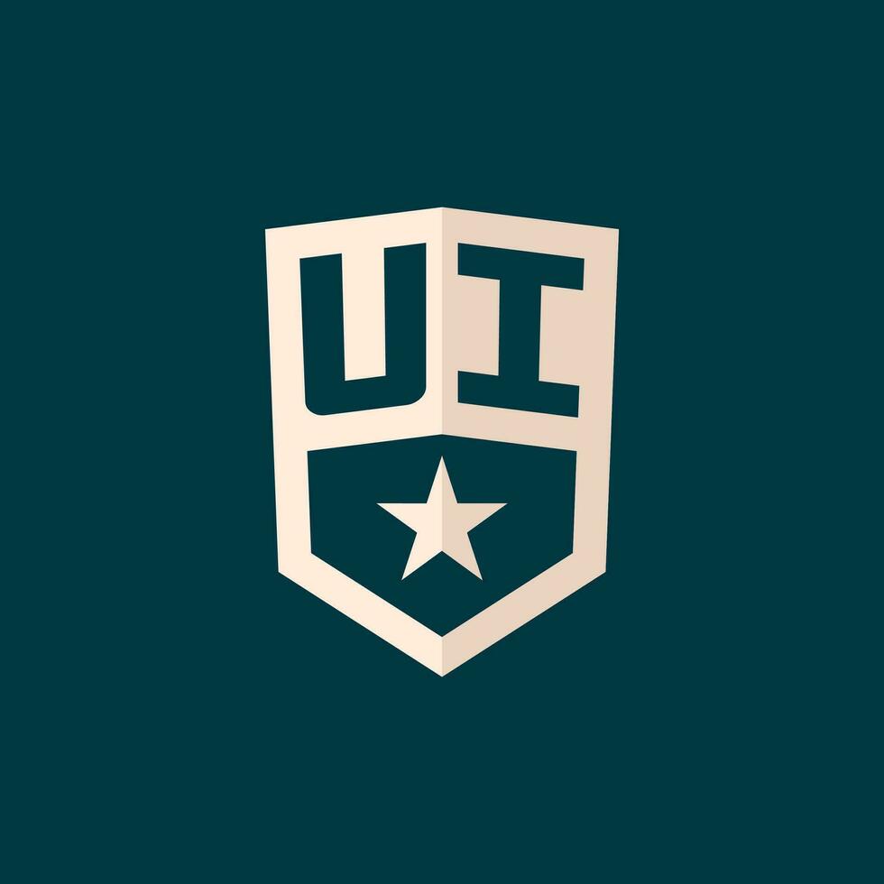initiale ui logo étoile bouclier symbole avec Facile conception vecteur