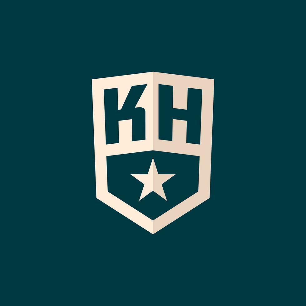 initiale kh logo étoile bouclier symbole avec Facile conception vecteur