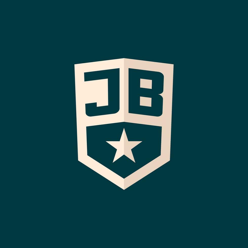 initiale jb logo étoile bouclier symbole avec Facile conception vecteur