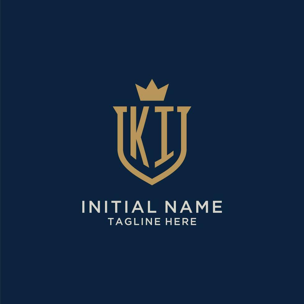 ki initiale bouclier couronne logo vecteur