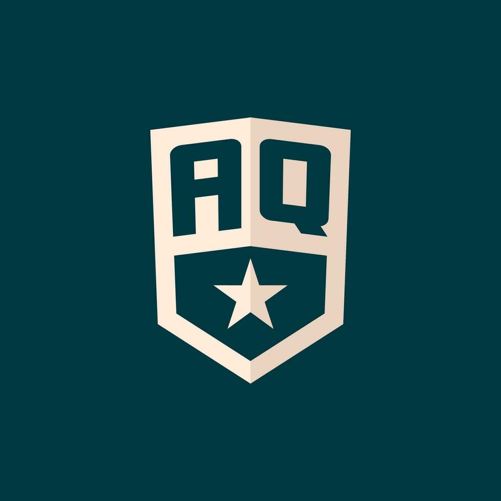 initiale aq logo étoile bouclier symbole avec Facile conception vecteur