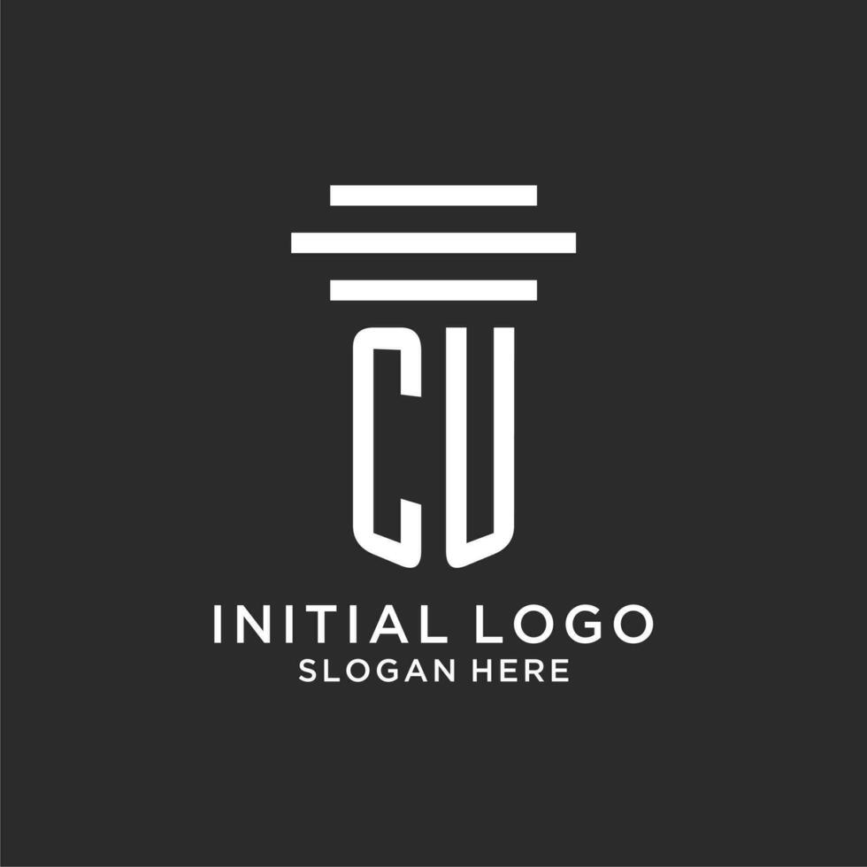 cu initiales avec Facile pilier logo conception, Créatif légal raffermir logo vecteur