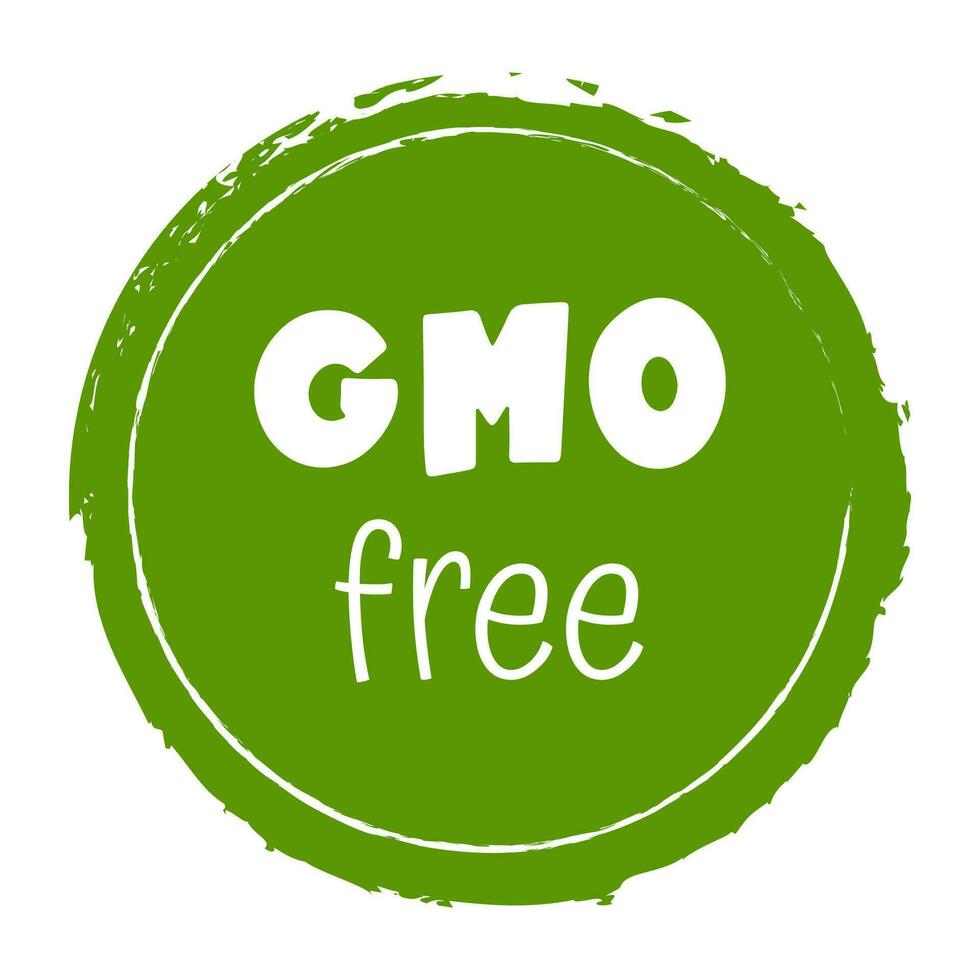 vecteur main tiré autocollant pour biologique, éco, organisme génétiquement modifié gratuit, gluten gratuit, végétalien aliments. Naturel des produits étiqueter.