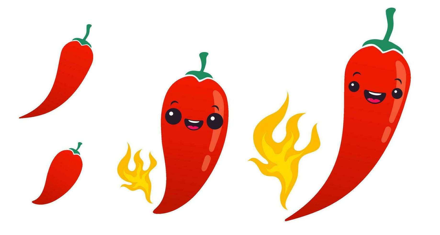 dessin animé rouge Chili poivre avec flamme pour mexicain ou thaïlandais aliments. vecteur