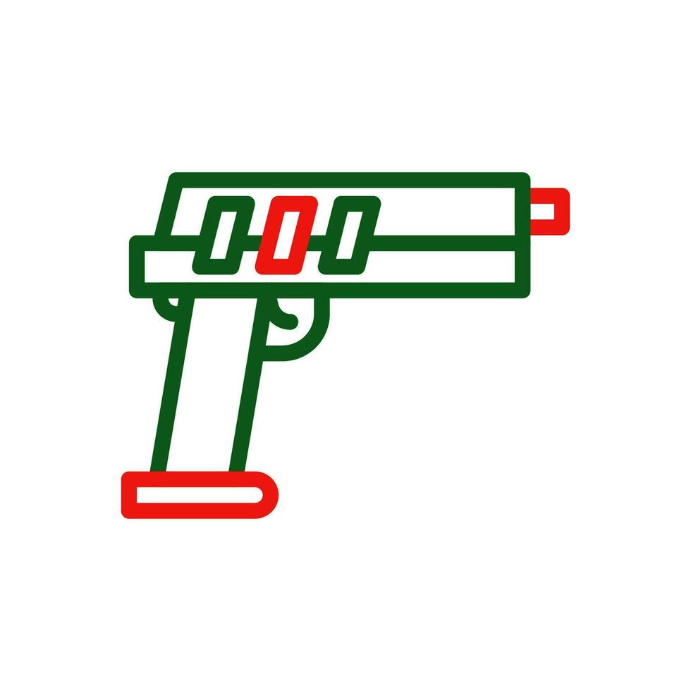 pistolet icône bicolore vert rouge Couleur militaire symbole parfait. vecteur