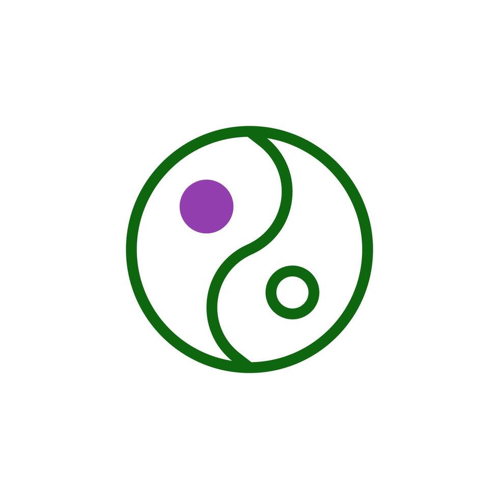 yin et Yang icône bichromie vert violet Couleur chinois Nouveau année symbole parfait. vecteur