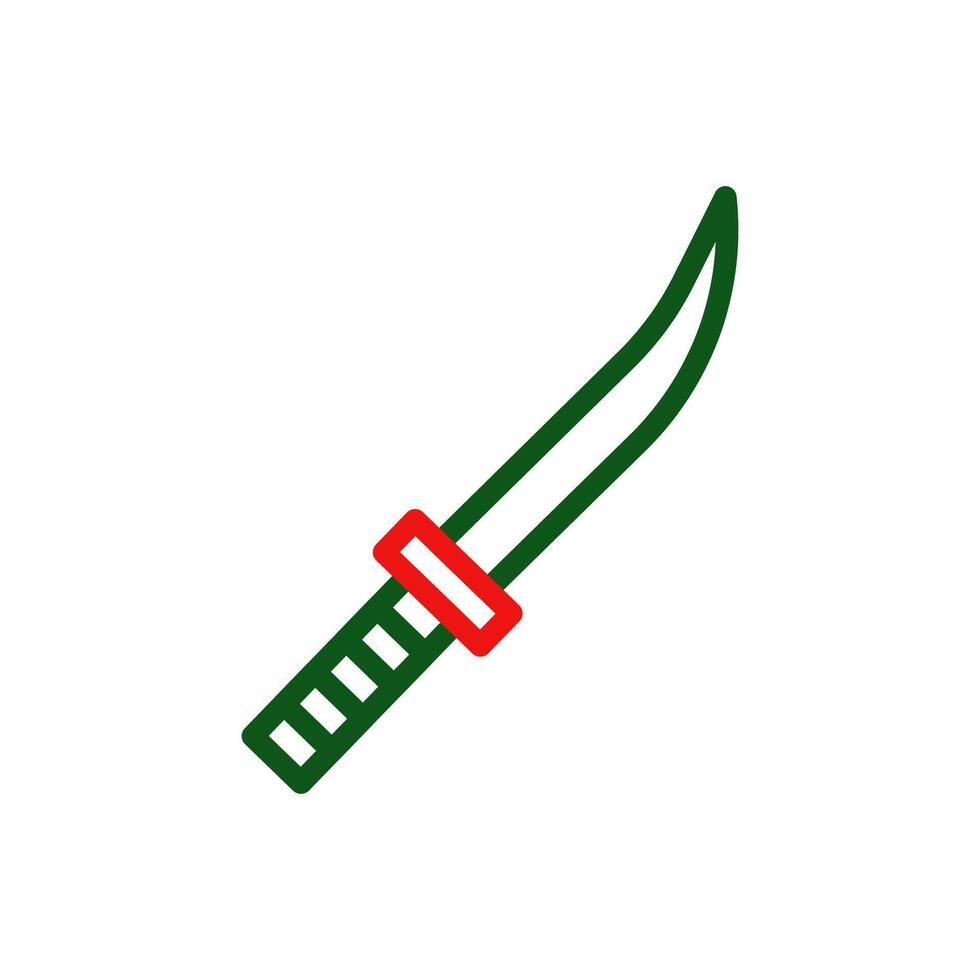 épée icône bicolore vert rouge Couleur militaire symbole parfait. vecteur