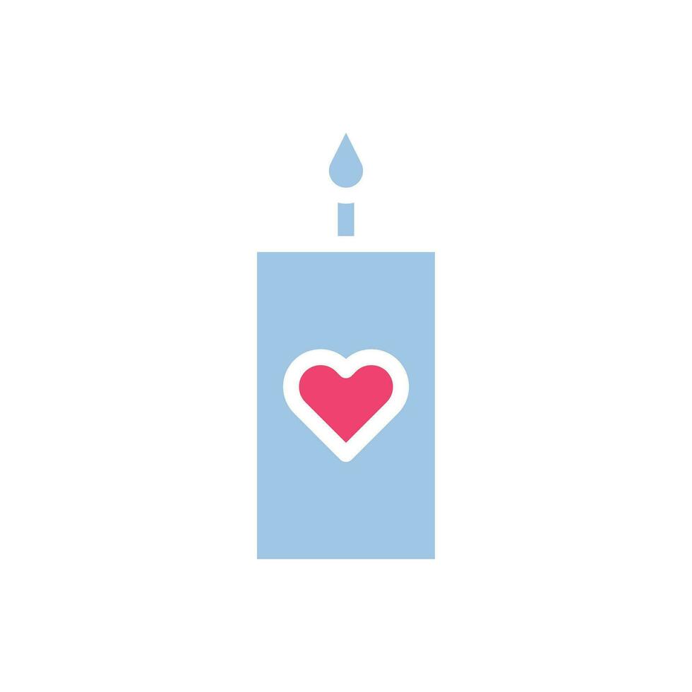 bougie l'amour icône solide bleu rose style Valentin illustration symbole parfait. vecteur