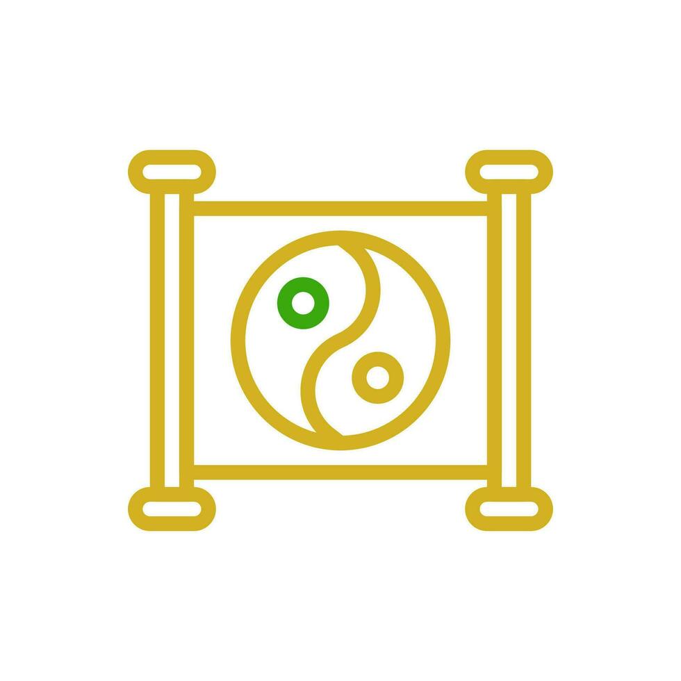 yin et Yang icône bicolore vert Jaune Couleur chinois Nouveau année symbole parfait. vecteur