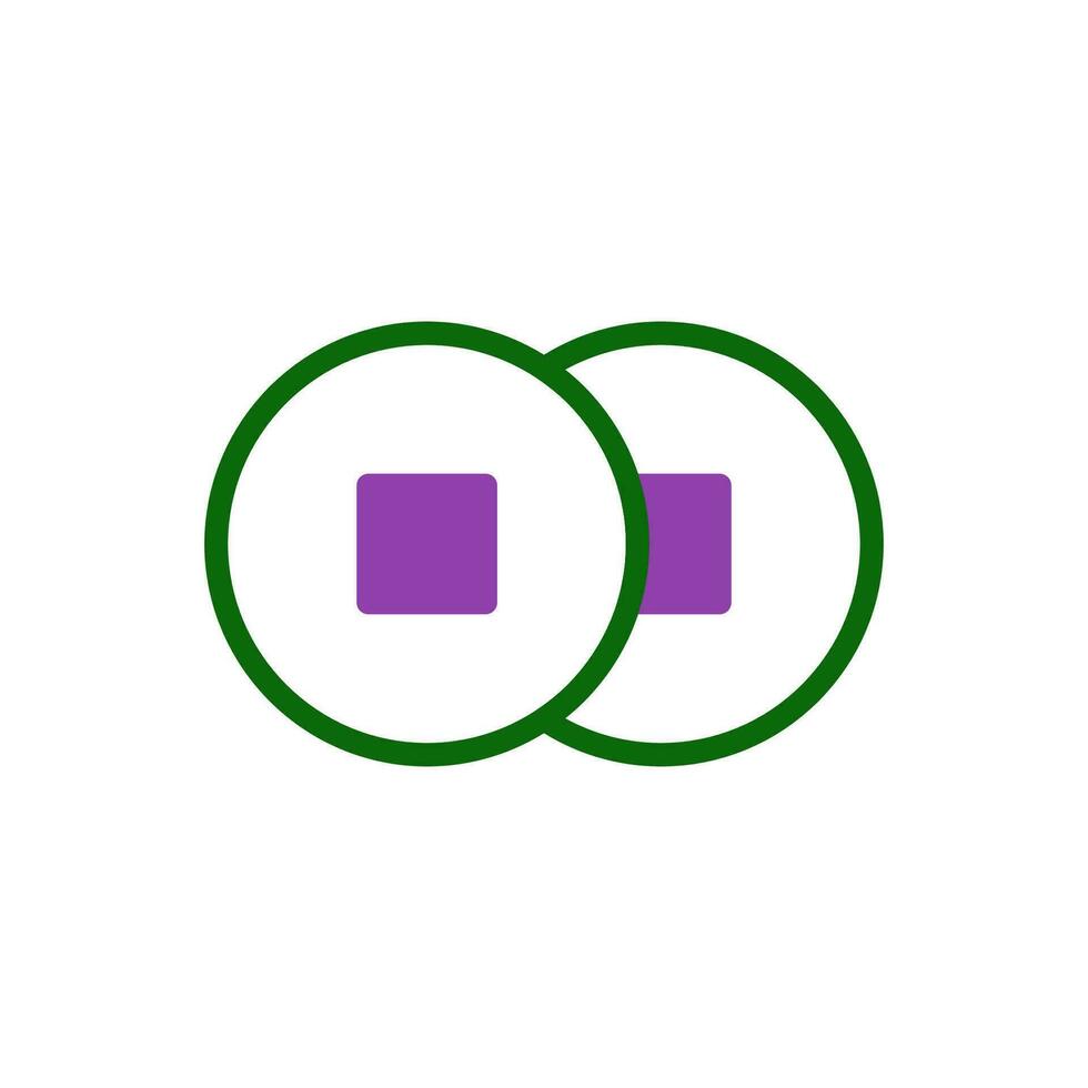 pièce de monnaie icône bichromie vert violet Couleur chinois Nouveau année symbole parfait. vecteur