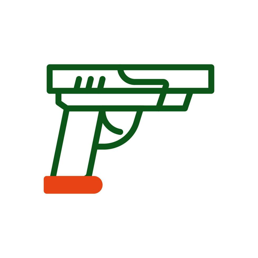 pistolet icône bichromie vert Orange Couleur militaire symbole parfait. vecteur