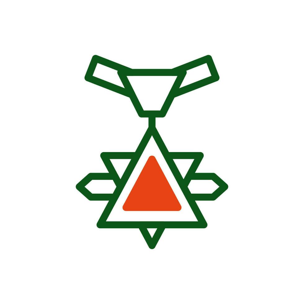 médaille icône bichromie vert Orange Couleur militaire symbole parfait. vecteur