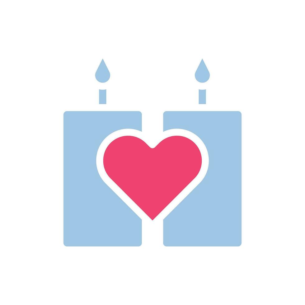 bougie l'amour icône solide bleu rose style Valentin illustration symbole parfait. vecteur
