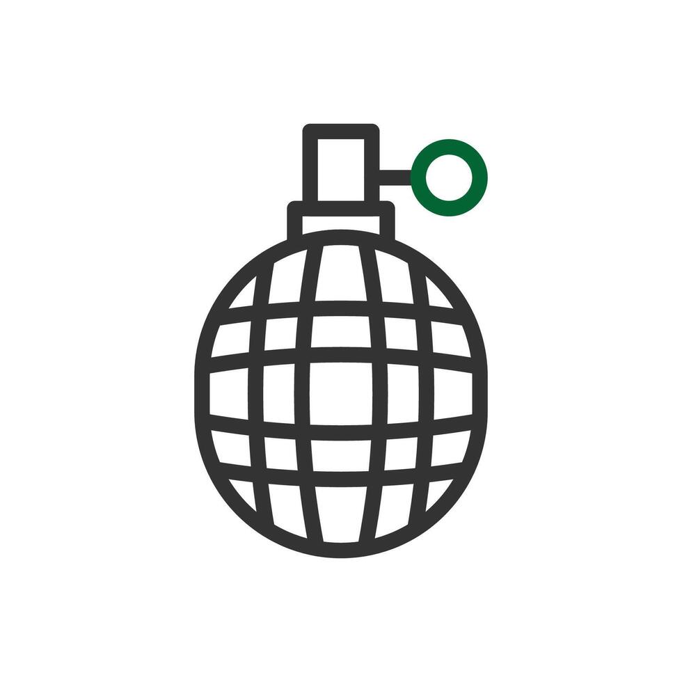 grenade icône bicolore gris vert Couleur militaire symbole parfait. vecteur