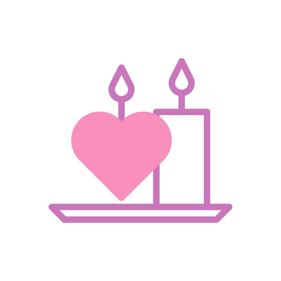 bougie l'amour icône bichromie violet rose style Valentin illustration symbole parfait. vecteur