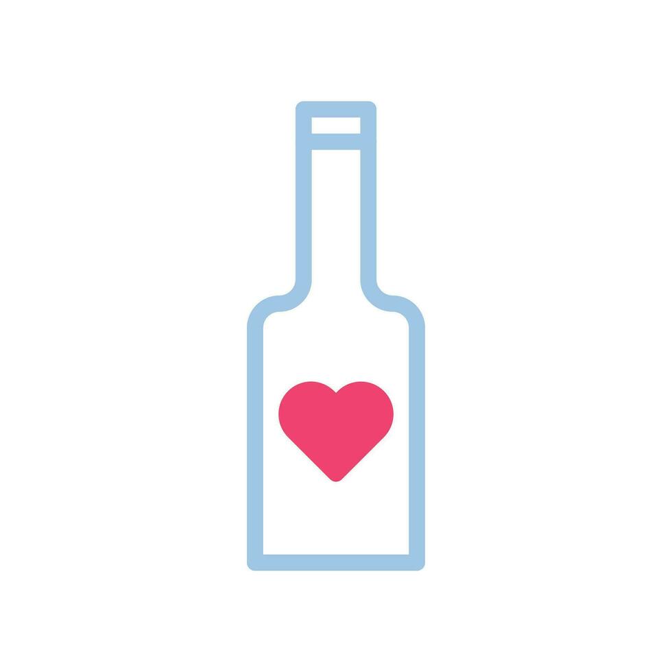 du vin l'amour icône bichromie bleu rose style Valentin illustration symbole parfait. vecteur