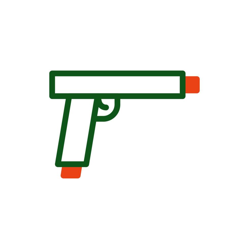 pistolet icône bichromie vert Orange Couleur militaire symbole parfait. vecteur