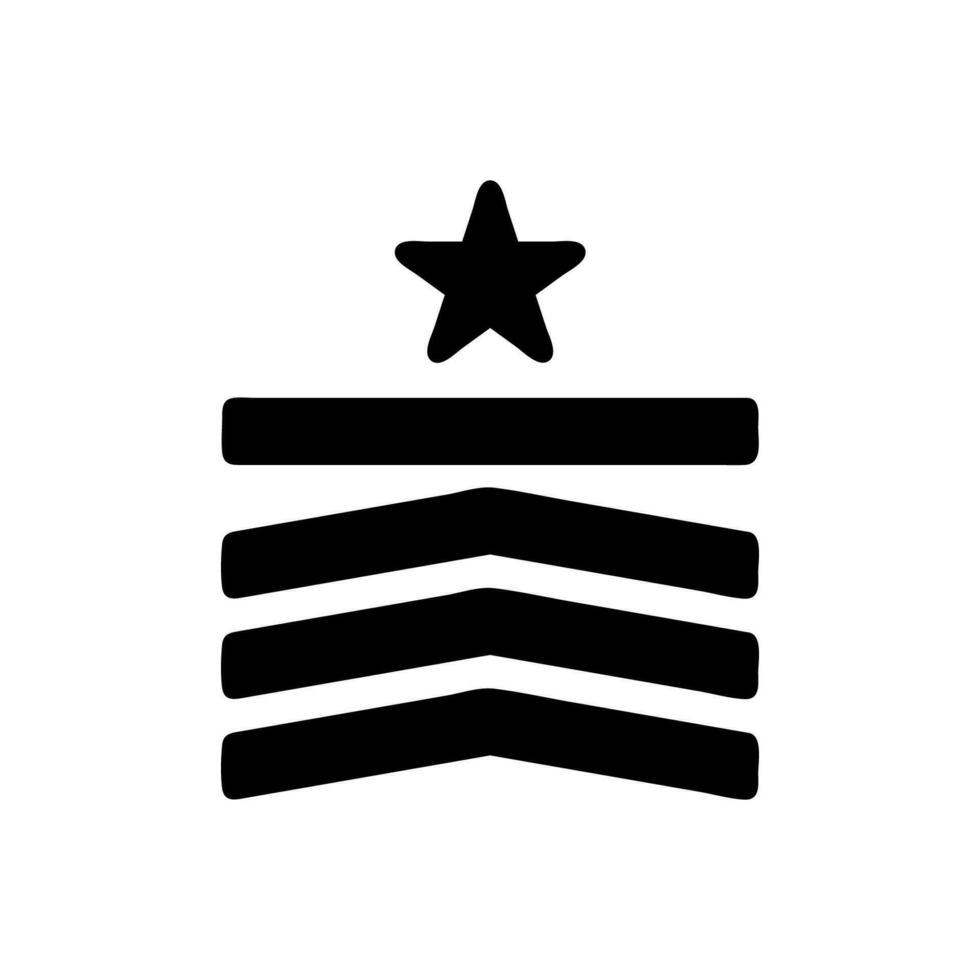 badge icône solide noir Couleur militaire symbole parfait. vecteur