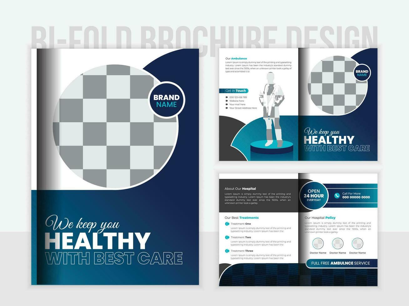 médical soins de santé affaires brochure conception, brochure modèle, polyvalent modèle avec couverture, retour et à l'intérieur pages. branché minimaliste conception vecteur