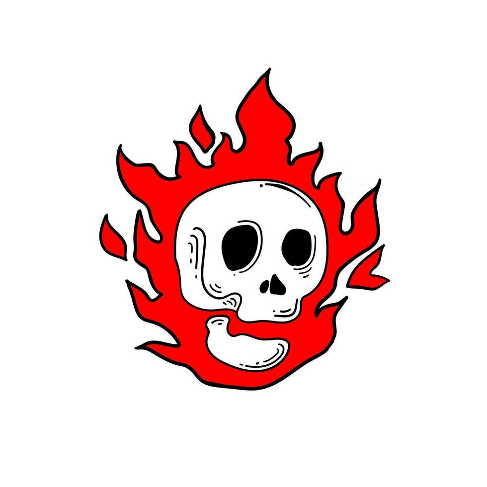 squelette tête main dessin icône illustration vecteur