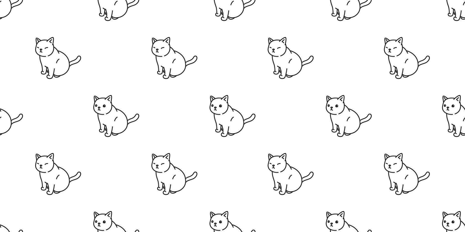 chat sans couture modèle vecteur chaton calicot séance dessin animé écharpe isolé tuile Contexte répéter fond d'écran griffonnage illustration blanc