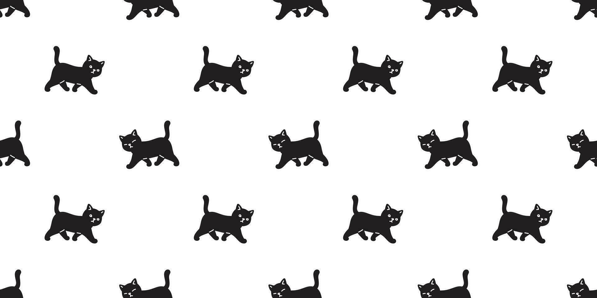 chat sans couture modèle vecteur chaton calicot en marchant dessin animé écharpe isolé tuile Contexte répéter fond d'écran griffonnage illustration